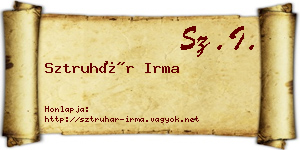 Sztruhár Irma névjegykártya